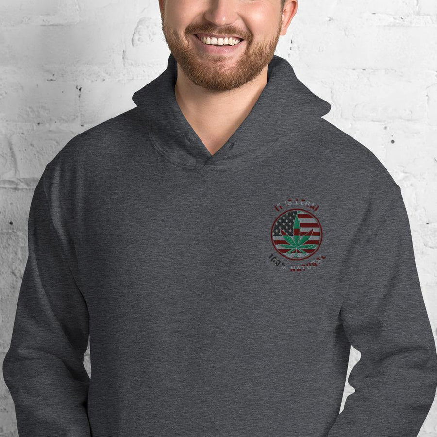 Embroidery It Is Legal 100% Natural Unisex Hoodie (Sativa Edition) - Legalize Marijuana Apparel