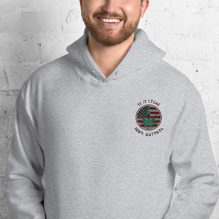 Embroidery It Is Legal 100% Natural Unisex Hoodie (Sativa Edition) - Legalize Marijuana Apparel