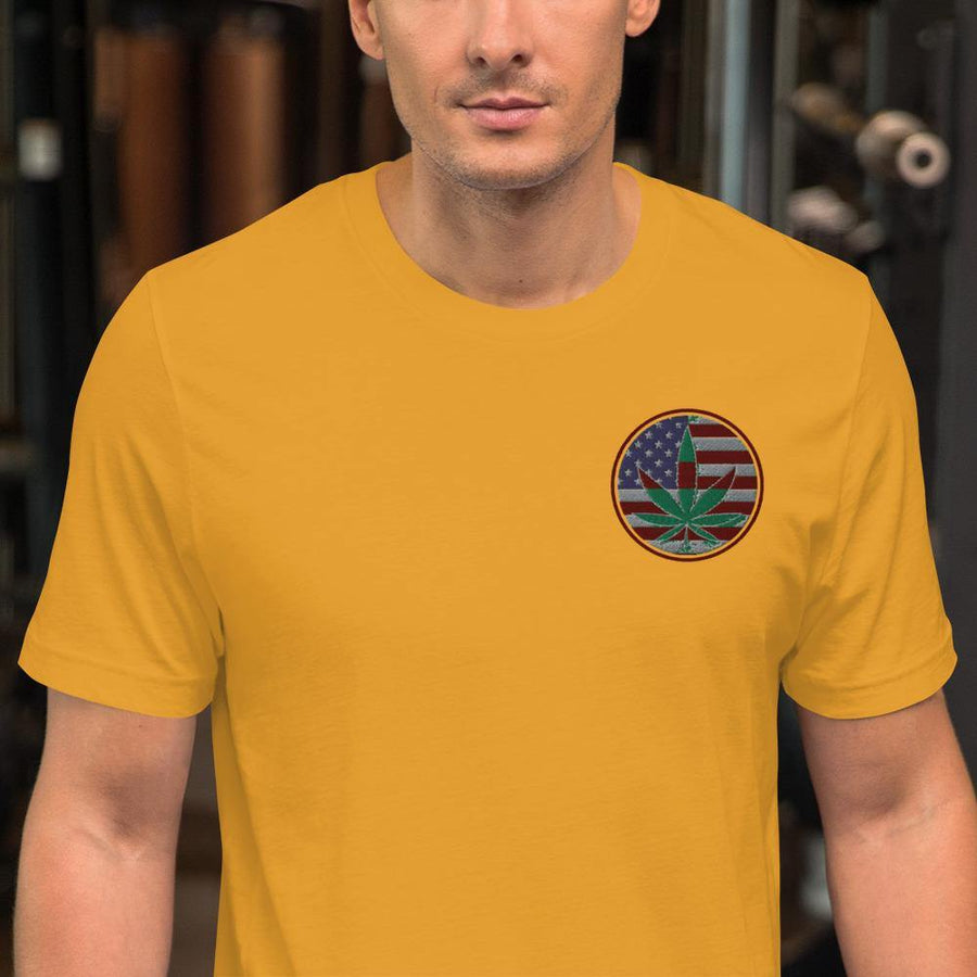 Embroidery Short-Sleeve Unisex T-Shirt (Sativa Edition) - Legalize Marijuana Apparel