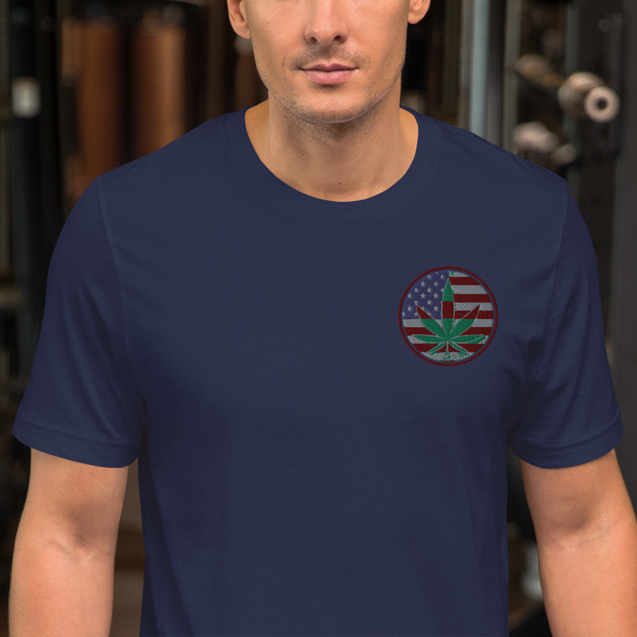 Embroidery Short-Sleeve Unisex T-Shirt (Sativa Edition) - Legalize Marijuana Apparel